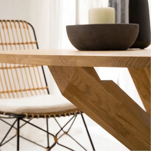 Furniteco Orion Dinner Table 1200х1200х750 (oak, natural parquet oil). Photo 3